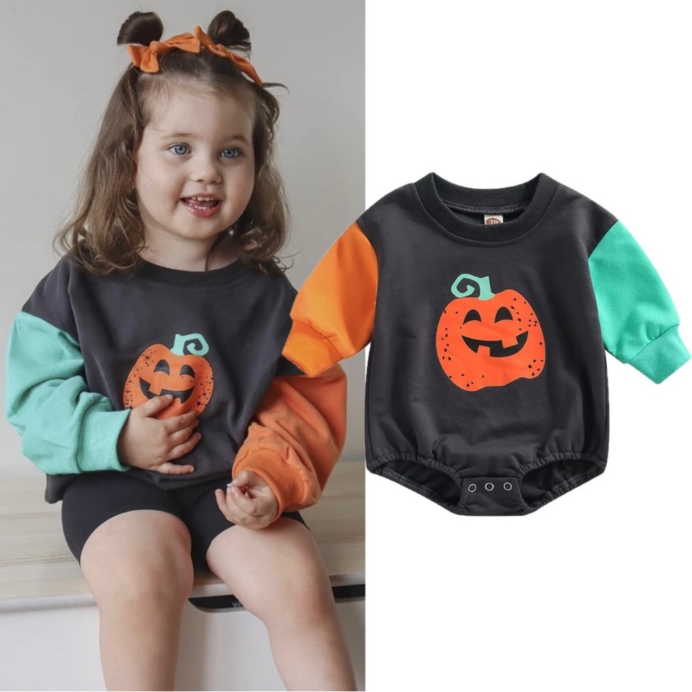 Baby Boy Girl Clothes Sweatshirt Hoodie Halloween Fall Pumpkin Romper NEW